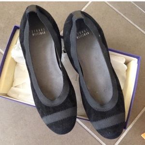 Stuart Wiezmann black suede flat size 9